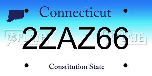 2ZAZ66 Connecticut License Plate