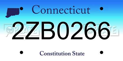 2ZB0266 Connecticut License Plate