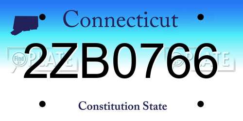 2ZB0766 Connecticut License Plate