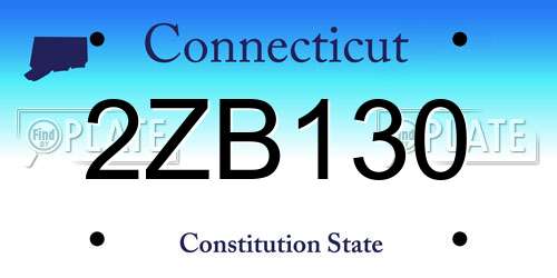 2ZB130 Connecticut License Plate