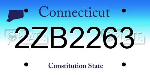 2ZB2263 Connecticut License Plate