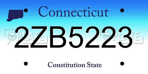 2ZB5223 Connecticut License Plate