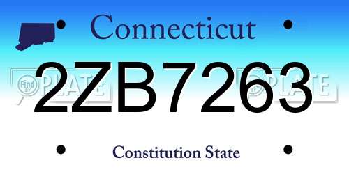 2ZB7263 Connecticut License Plate