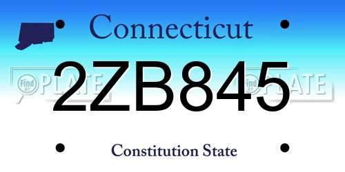 2ZB845 Connecticut License Plate