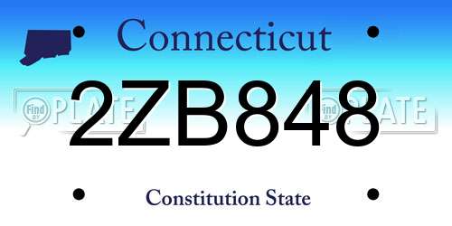 2ZB848 Connecticut License Plate