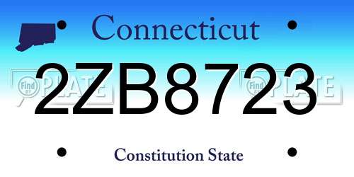 2ZB8723 Connecticut License Plate