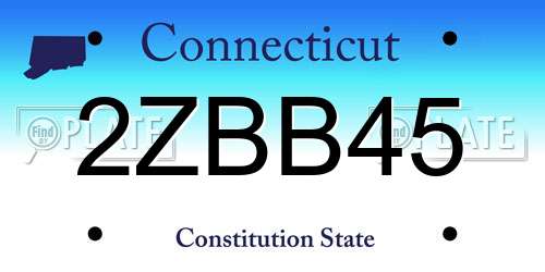 2ZBB45 Connecticut License Plate