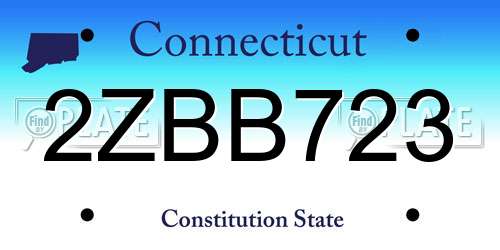 2ZBB723 Connecticut License Plate
