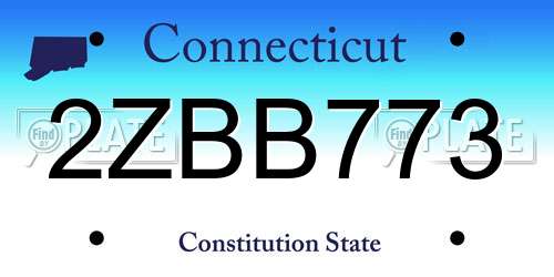 2ZBB773 Connecticut License Plate