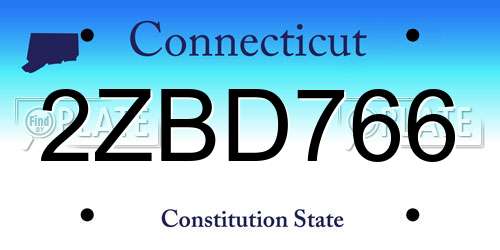 2ZBD766 Connecticut License Plate