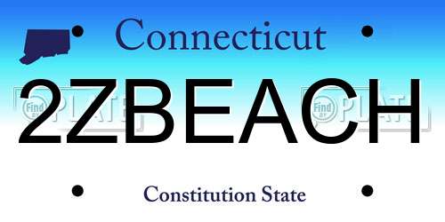 2ZBEACH Connecticut License Plate