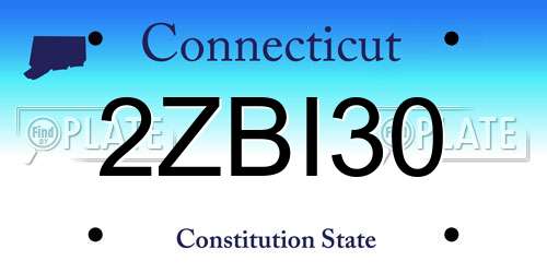2ZBI30 Connecticut License Plate