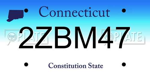 2ZBM47 Connecticut License Plate