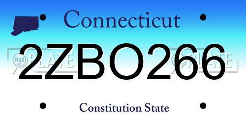 2ZBO266 Connecticut License Plate