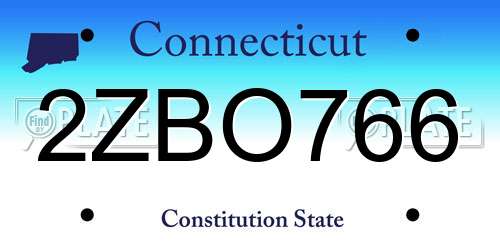 2ZBO766 Connecticut License Plate
