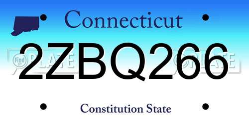 2ZBQ266 Connecticut License Plate