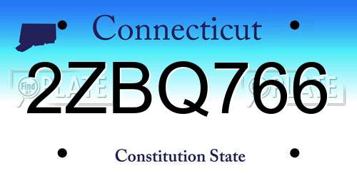 2ZBQ766 Connecticut License Plate