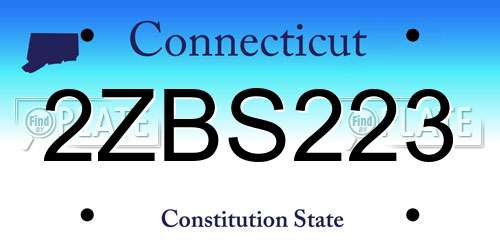 2ZBS223 Connecticut License Plate