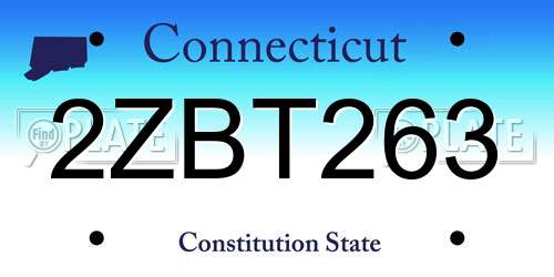 2ZBT263 Connecticut License Plate