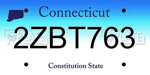2ZBT763 Connecticut License Plate