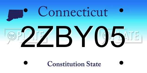 2ZBY05 Connecticut License Plate