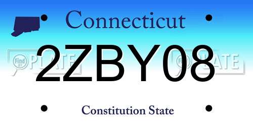 2ZBY08 Connecticut License Plate