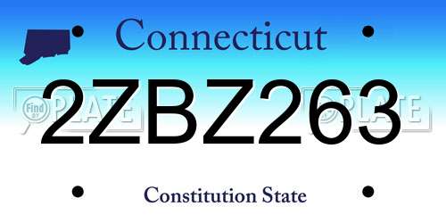 2ZBZ263 Connecticut License Plate