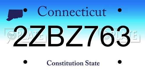 2ZBZ763 Connecticut License Plate