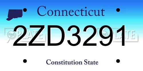2ZD3291 Connecticut License Plate