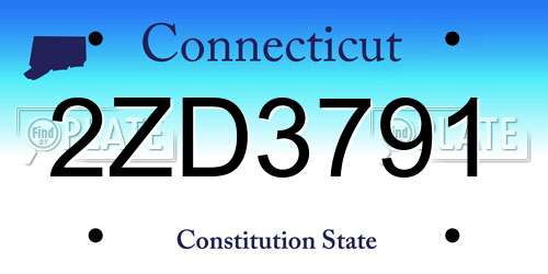 2ZD3791 Connecticut License Plate