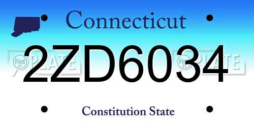 2ZD6034 Connecticut License Plate