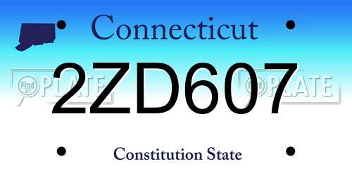 2ZD607 Connecticut License Plate