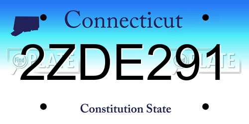 2ZDE291 Connecticut License Plate