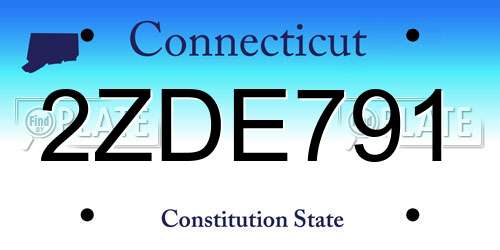 2ZDE791 Connecticut License Plate