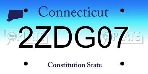 2ZDG07 Connecticut License Plate