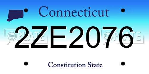 2ZE2076 Connecticut License Plate
