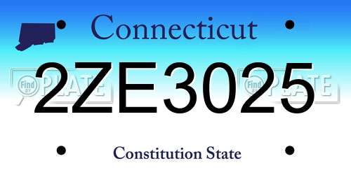 2ZE3025 Connecticut License Plate