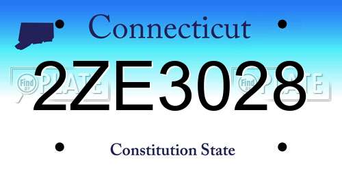 2ZE3028 Connecticut License Plate