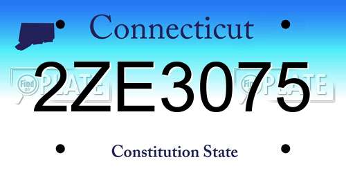 2ZE3075 Connecticut License Plate
