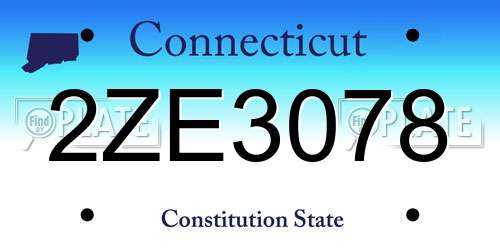 2ZE3078 Connecticut License Plate