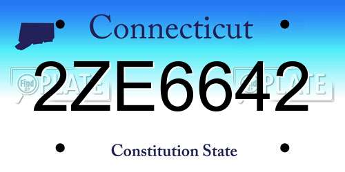 2ZE6642 Connecticut License Plate