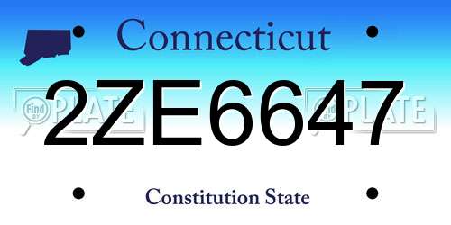 2ZE6647 Connecticut License Plate