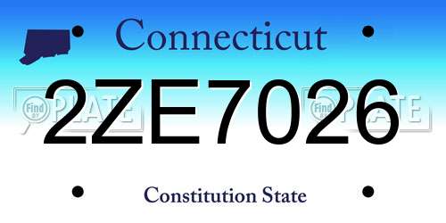 2ZE7026 Connecticut License Plate