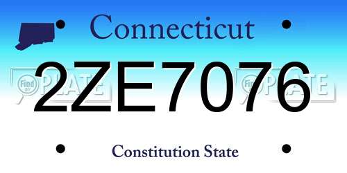 2ZE7076 Connecticut License Plate