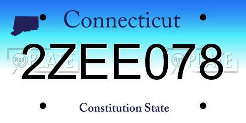 2ZEE078 Connecticut License Plate