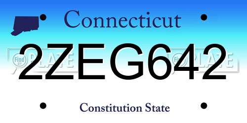 2ZEG642 Connecticut License Plate