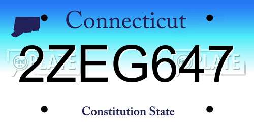 2ZEG647 Connecticut License Plate