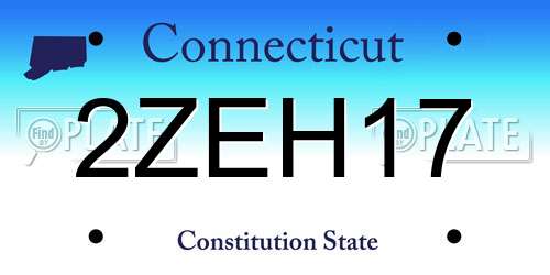 2ZEH17 Connecticut License Plate