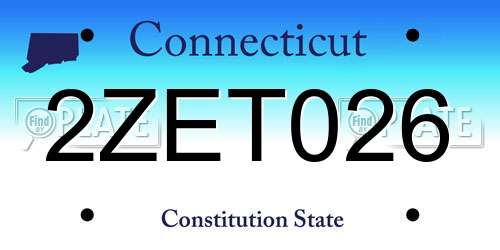 2ZET026 Connecticut License Plate