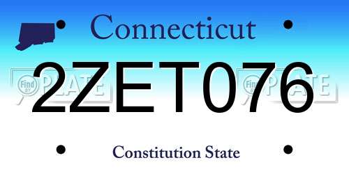 2ZET076 Connecticut License Plate